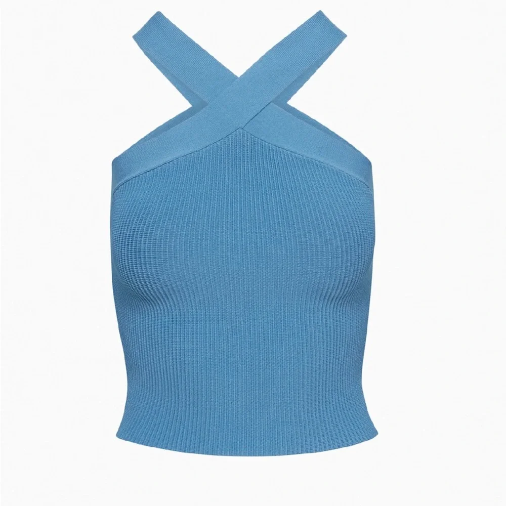 Aritzia BABATON- Small- Sculpt Knit Criss Cross Tank - Light Blue - Picture 5 of 6